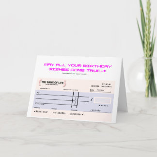 Cartão Blank Check Birthday Card