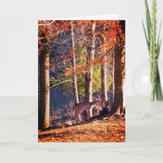 Cartão Blank Greeting Card - Deer with child (Frente)