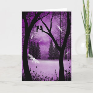 Cartão Blank Greeting Card Purple Woodland Dragonflies