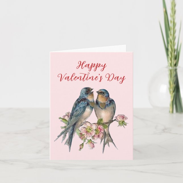 Cartão Blank Inside Blue Birds Valentine's Day Card (Frente)