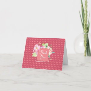 Cartão Blank Inside Thank You Pink Dots & Coral Floral