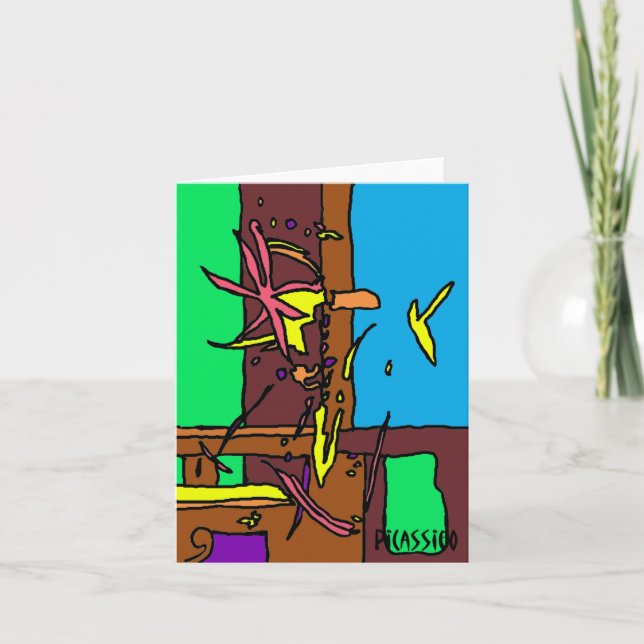 Cartão Blank Note Card bright colorful graphic art (Frente)