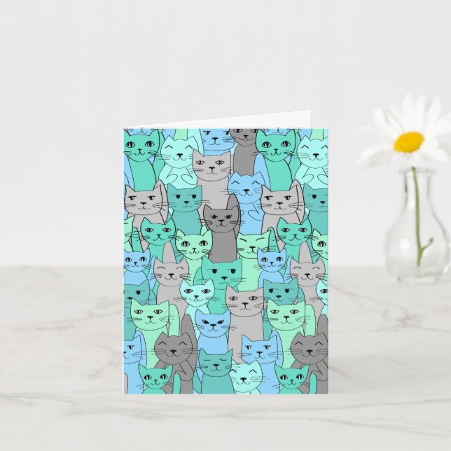 Cartão Blank Note Card: Many Colorful Cats (Planta pequena)