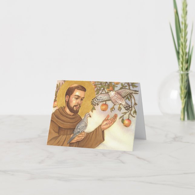Cartão blank note card St Francis & birds (Frente)