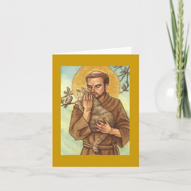 Cartão blank note card St Francis & cat (Frente)