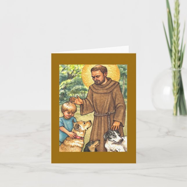 Cartão blank note card St Francis & dogs (Frente)