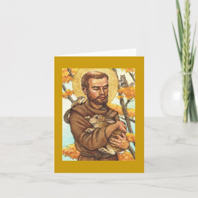 Cartão blank note card St Francis & rabbit (Frente)