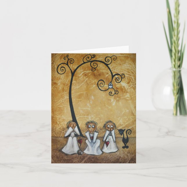 Cartão Blank Note Card Whimsical No Evil Creeper Art (Frente)