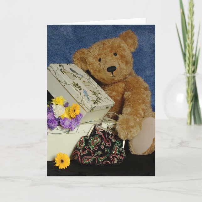 Cartão Blank Teddy Bear Note Card with real teddy bear (Frente)