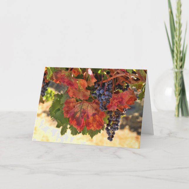 Cartão Blank Wine Fall Harvest Note Card (Frente)
