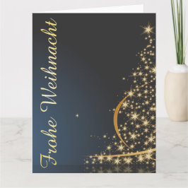 Cartão Blaues Weihnachtsmočimit goldenem Weihnachtsbaum