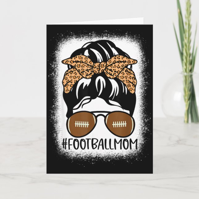 Cartão Bleached Football Mom Life With Leopard And Messy  (Frente)