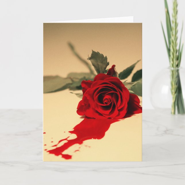 Cartão Bleeding Red Rose Greeting Card (Frente)