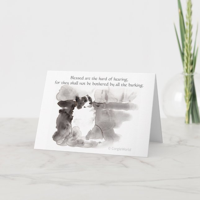Cartão "Blessed Are the Hard of Hearing" Corgi Beatitude (Frente)