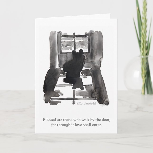 Cartão "Blessed Are Those Who Wait" Corgi Beatitude Card (Frente)
