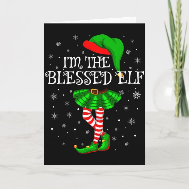 Cartão Blessed Elf Christmas Matching Family Women Girls  (Frente)