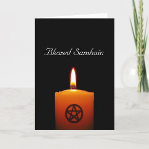 Cartão Blessed Samhain Pagan Candle with Pentacle Card