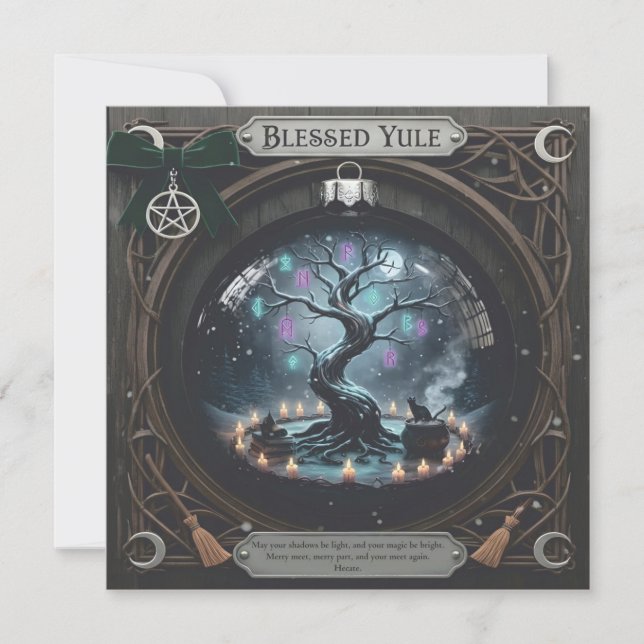 Cartão Blessed Yule Card – Pagan Winter Solstice Greeting (Frente)