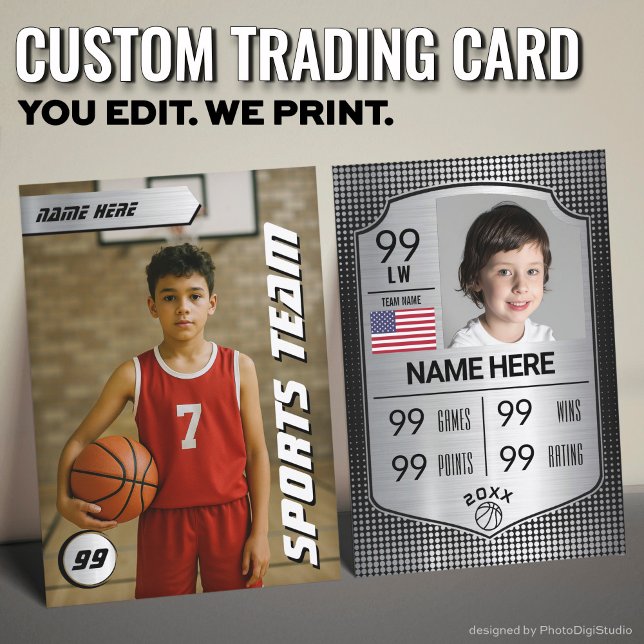 Cartão blindado para jogadores de cartões de basqu (Custom Basketball Trading Card, Silver Shield Card)