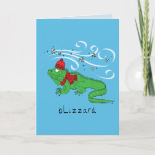 Cartão Blizzard - Funny Winter Lizard Card