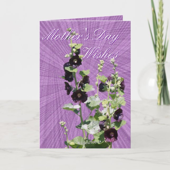 Cartão Blk Hollyhock Mother's day-customize any occasion (Frente)