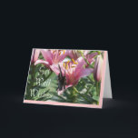 Cartão Blk Swallowtail on Mauve Lily2- make any occasion<br><div class="desc">Everyone loves butterflies so this card is a great choice for any occasion-change the words on the front and inside as you wish. Go to myEVERYTHING  BUTTERFLIES SECTION to see matching stamps,  and gift items as well as a large selection of cards and gifts all with a butterfly theme.</div>