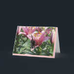 Cartão Blk Swallowtail on Mauve Lily- make any occasion<br><div class="desc">Everyone loves butterflies so this card is a great choice for any occasion-change the words on the front and inside as you wish. Go to myEVERYTHING  BUTTERFLIES SECTION to see matching stamps,  and gift items as well as a large selection of cards and gifts all with a butterfly theme.</div>