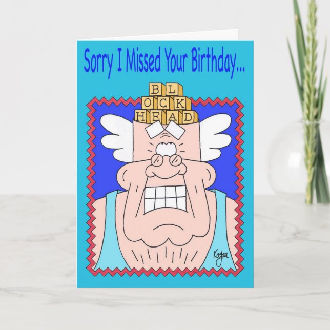 Cartão BLOCKHEAD Belated Birthday Card (Frente)