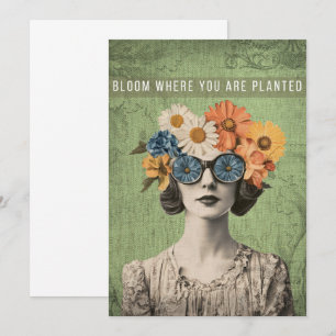 Cartão Blogue Onde Plantou Mulher Da Flor Surreal