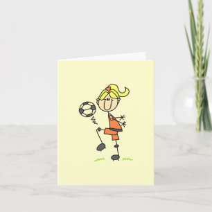 Cartão Blond Stick Figure Soccer Player Girl