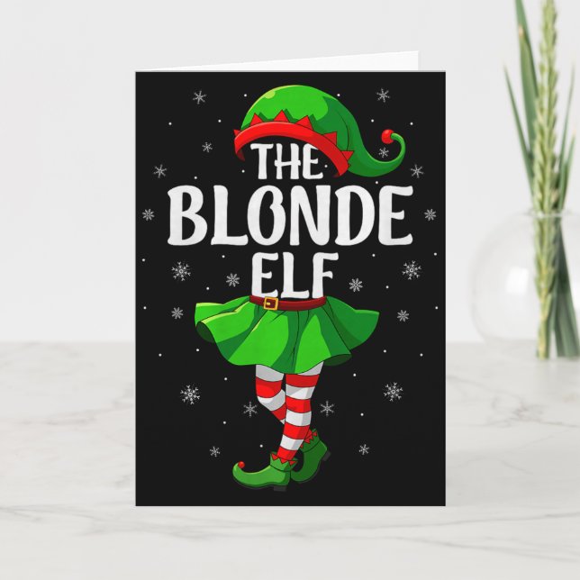 Cartão Blonde Elf Christmas Girls Women Elf Squad Xmas Fa (Frente)