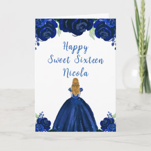 Cartão Blonde Hair Princesa Marinho Floral Doce Dezesseis