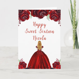 Cartão Blondres Princesa Red Floral Sweet Sessenta