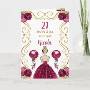 Cartão Blondy Princess Burgundy Parabéns