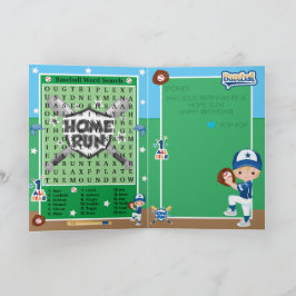 Cartão Blones Meninos Baseball Word Search Feliz Aniversá