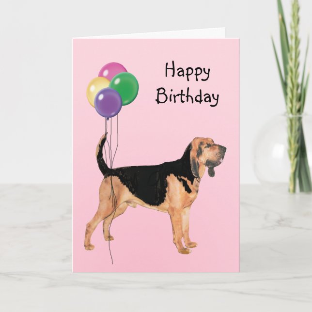 Cartão Bloodhound, Birthday Balloons (Frente)
