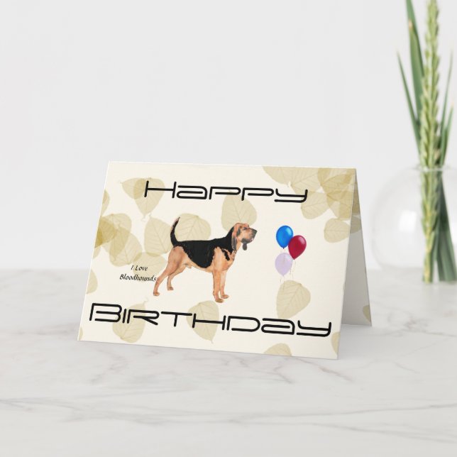 Cartão Bloodhound on Tan Leaves (Frente)