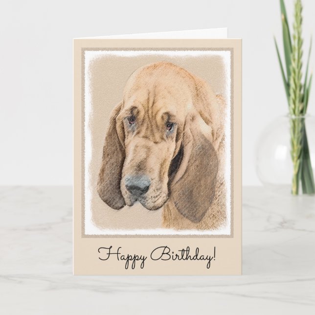 Cartão Bloodhound Painting - Cute Original Dog Art (Frente)