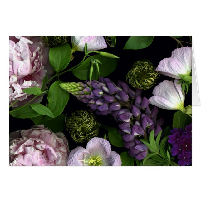 Cartão Bloomias Roxas de um Dia de maio (Frente Horizontal)