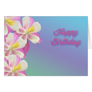 Cartão Blooming Columbine Flower Happy Birday