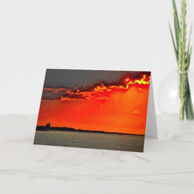 Cartão Bloquear o Farol do Norte na Pintura Sunset (Frente)