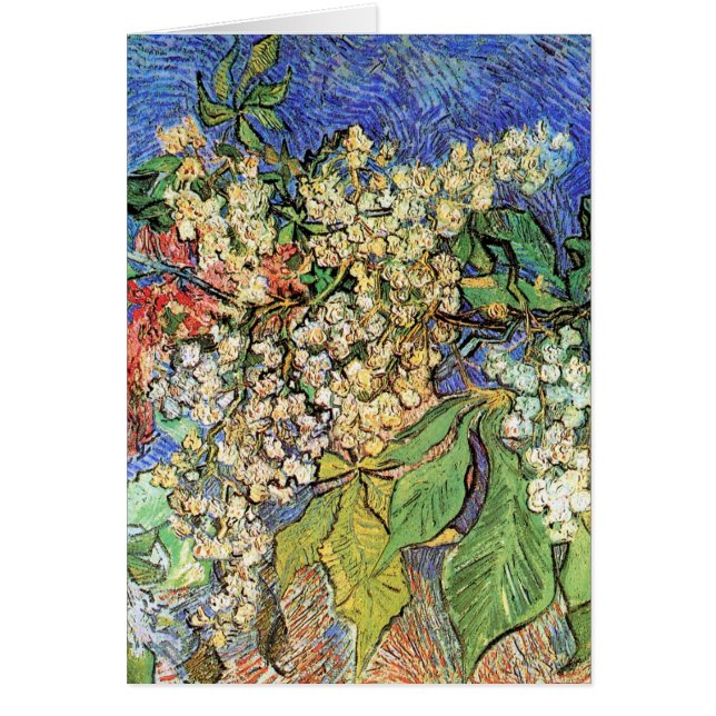 Cartão Blossoming Chestnut Branches de Vincent van Gogh (Frente)