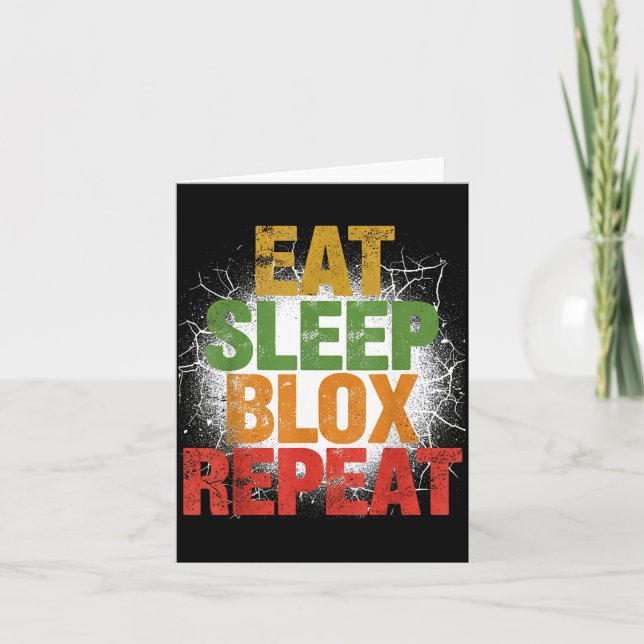 Cartão Blox Gaming _ Eat Sleep Blox Repeat _ Kids Gaming  (Frente)