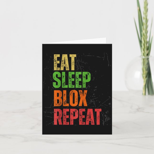 Cartão Blox Gaming Tee, Eat Sleep Blox Repeat, Kids Gamin (Frente)