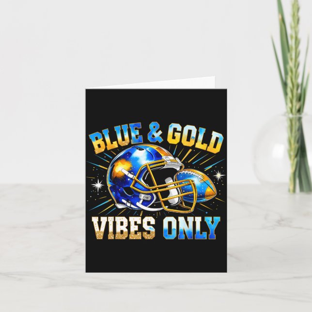 Cartão Blue And Gold Vibes Only Football Fan Gift  (Frente)