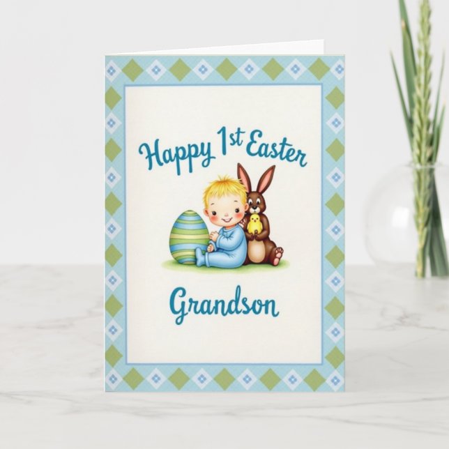 Cartão Blue And Green Easter Card (Frente)
