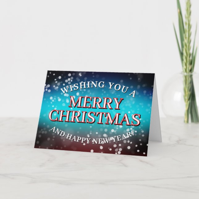 Cartão Blue and red snowy Christmas card (Frente)