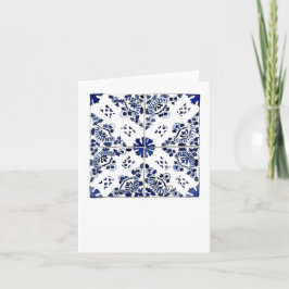 Cartão Blue and White Floral Tile Pattern