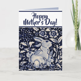 Cartão Blue and White Rabbit Baby Bunny Mother's Day