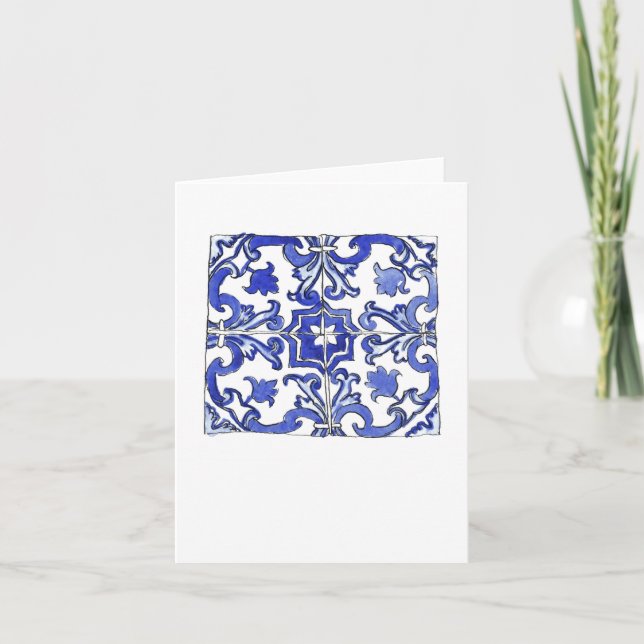 Cartão Blue and White Tiles from Portugal (Frente)